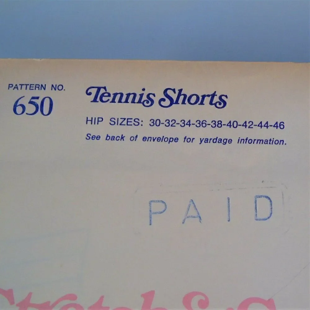 Stretch and Sew 650 Pattern Uncut Tennis Shorts